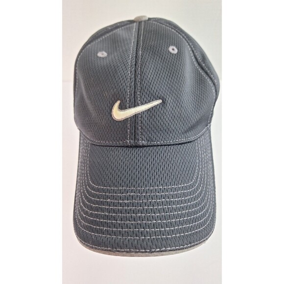 Vintage NIKE Black Baseball Cap Center Swoosh Adjustable Mesh Streetwear Sports - Picture 2 of 10